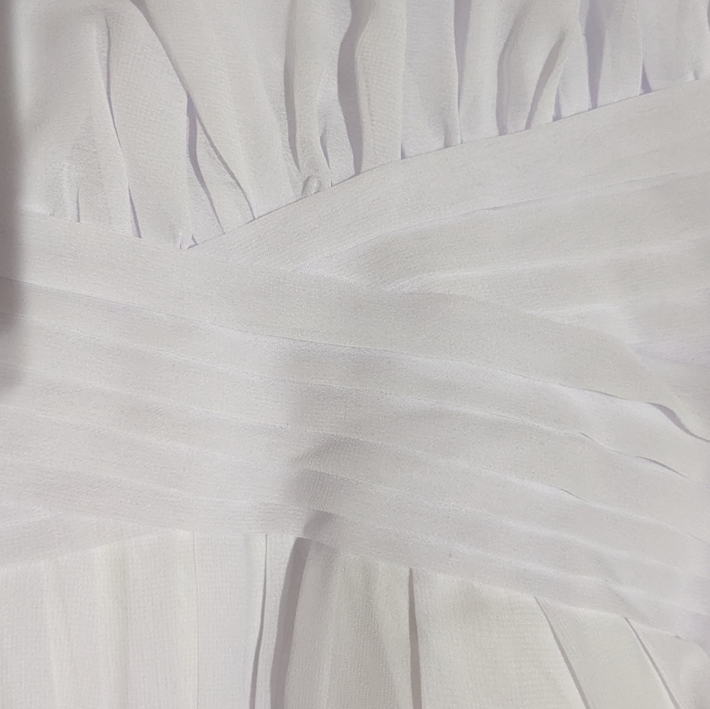 VNAIX Size 0 Blush white Chiffon Prom Bridesmaid Dress Halter Neck, Corset Back - Picture 5 of 12